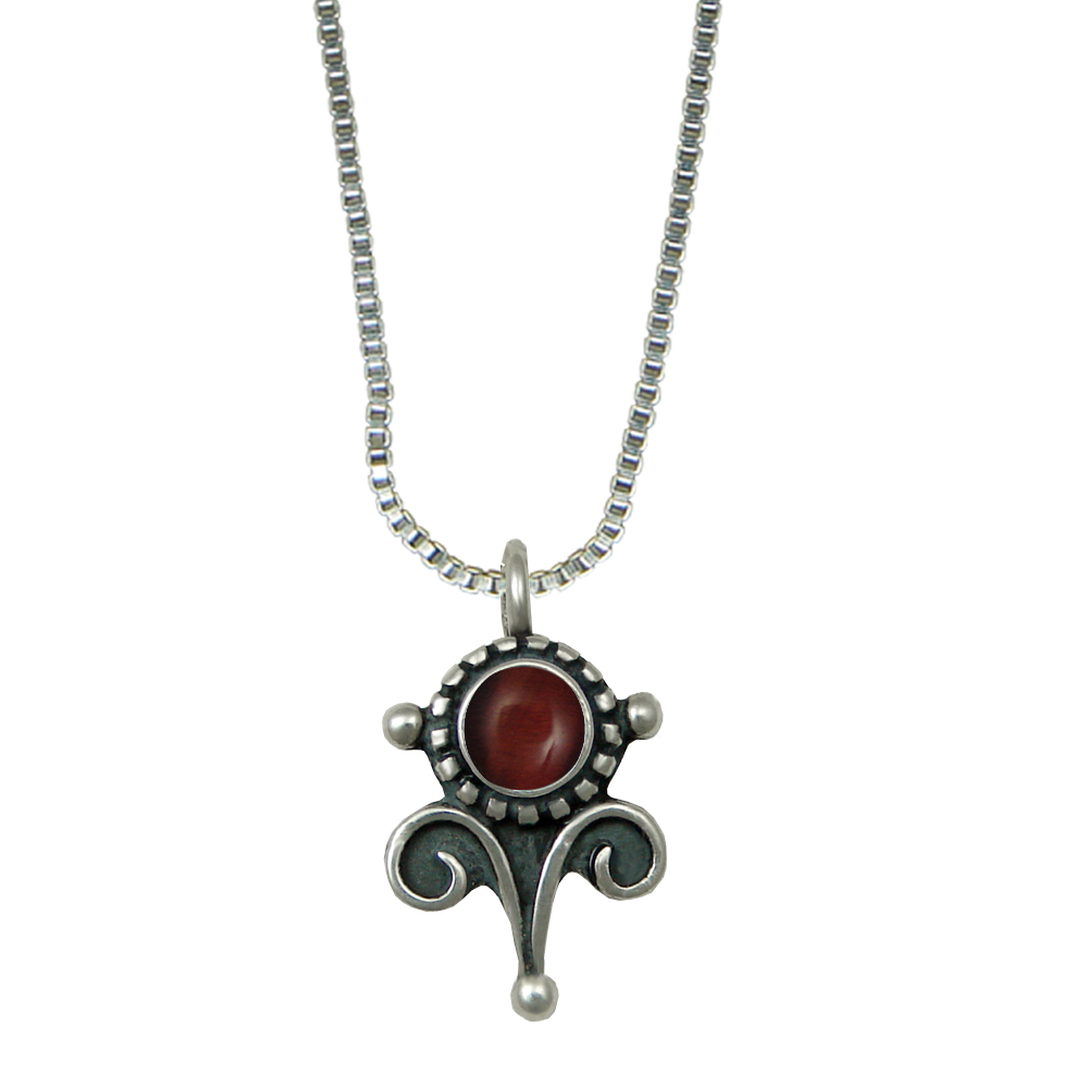 Sterling Silver Little Red Tiger Eye Pendant Necklace